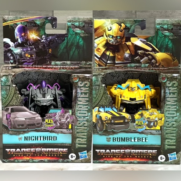 Set of Two Hasbro Transformers Rise of the Beasts Bumblebee & Nightbird Figures - Picture 1 of 7